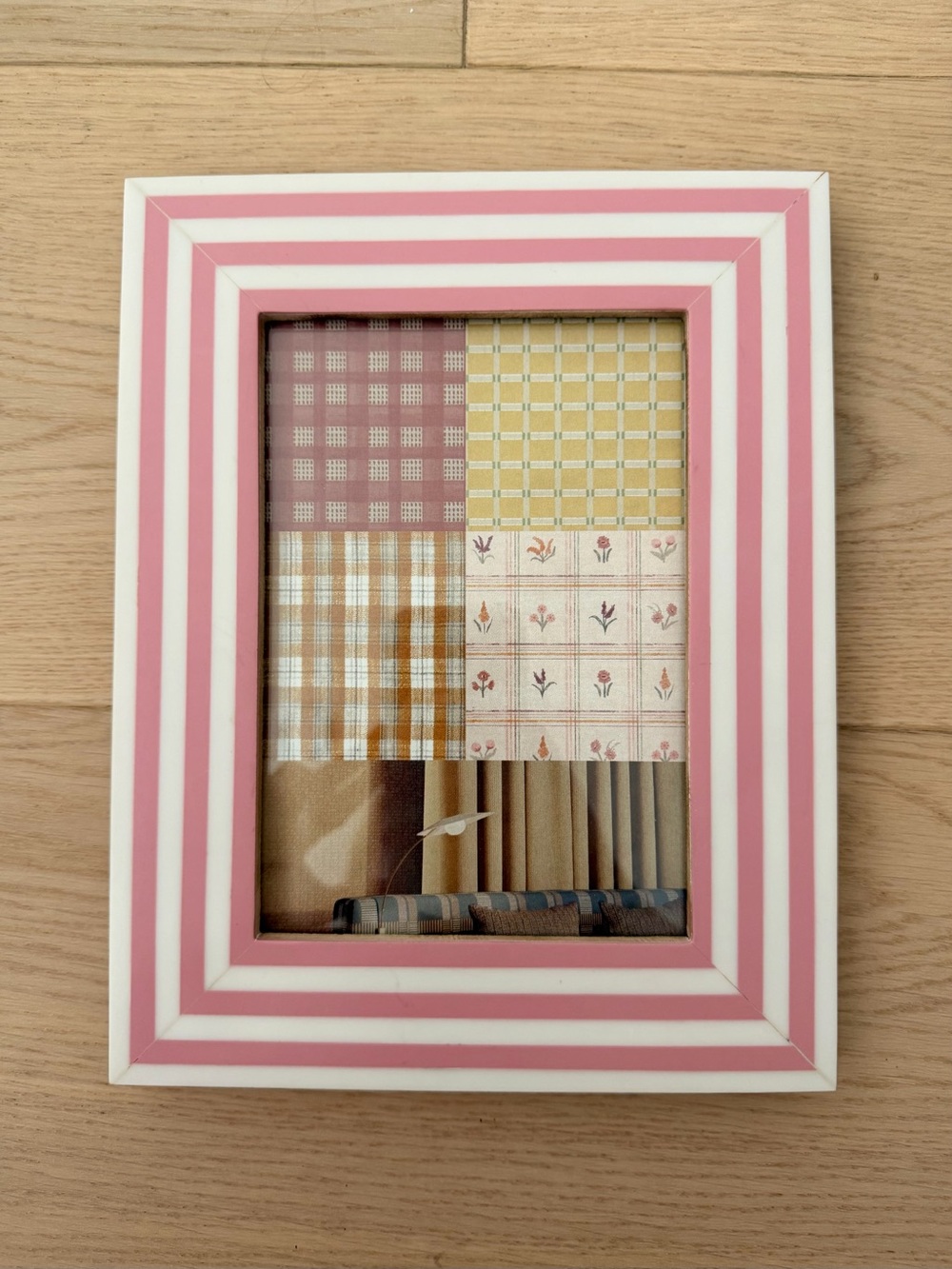 pink & white striped resin 5x7 frame